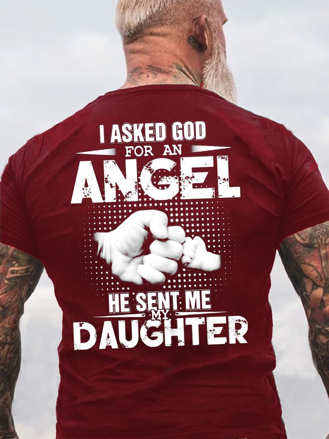 Men's I HAVE A AWESOME DAUGHTER Casual Letters T-Shirt