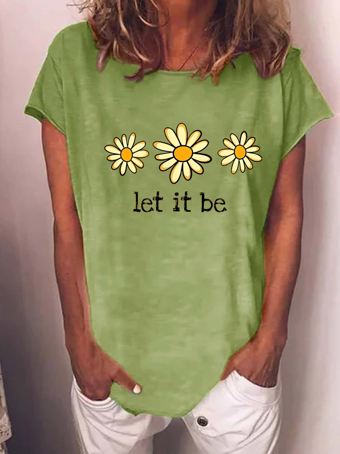 Women's Let It Be Daisy Graphic Casual Loose T-Shirt