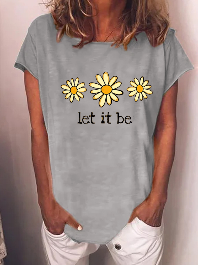 Women's Let It Be Daisy Graphic Casual Loose T-Shirt