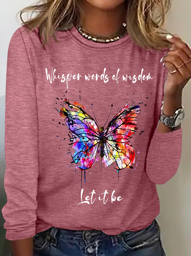 Women's Butterfly Simple Long Sleeve Top