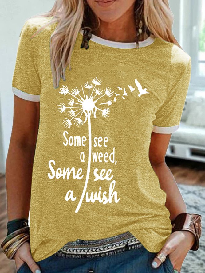 Women's Some See A Weed Letter Print Casual T-Shirt