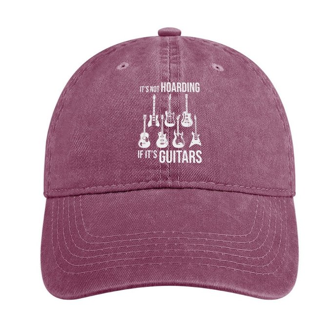 It Is Not Hoarding If It’S Guitars Funny Graphic Print Casual Text Letters Adjustable Denim Hat