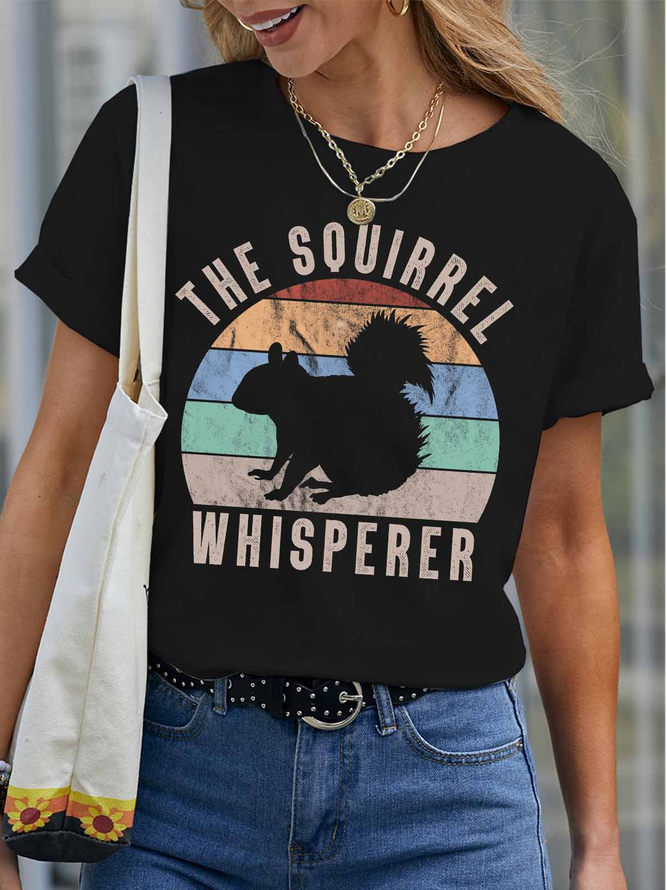 Women's The Squirrel Whisperer Funny Graphic Print Cotton Text Letters Vintage T-Shirt