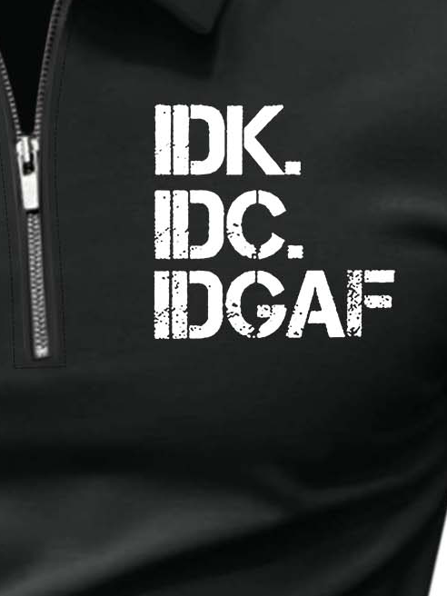 Men’s IDK IDC IDGAF Polo Collar Regular Fit Casual Polo Shirt