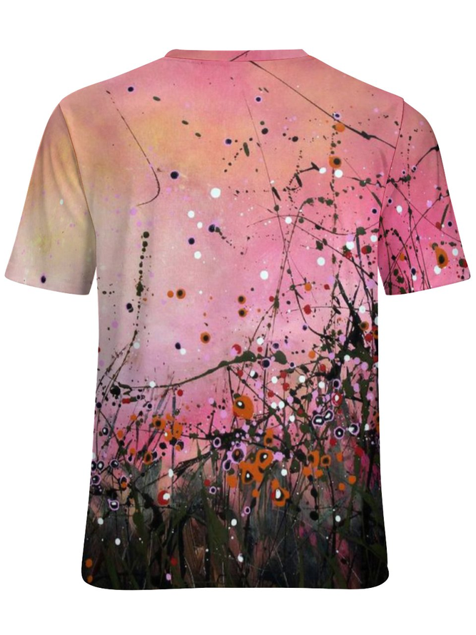 Women's Floral Art Painting Casual Crew Neck T-Shirt