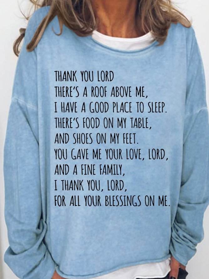 Women's Thank You Lord Christian Letters Casual Sweatshirt