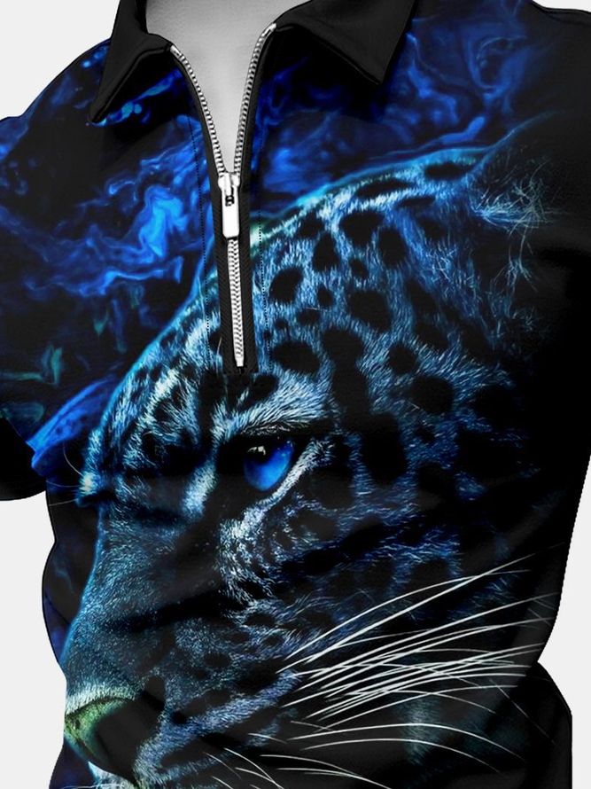 Men’s Animal Pattern Casual Polo Collar Polo Shirt
