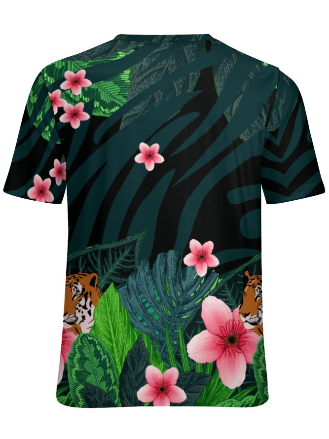 Lilicloth x Iqs Women's Floral Leaf And Tiger T-Shirt