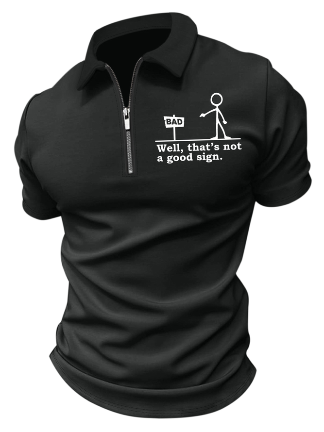 Men's Well That's Not A Good Sign Funny Graphic Print Text Letters Casual Polo Collar Polo Shirt