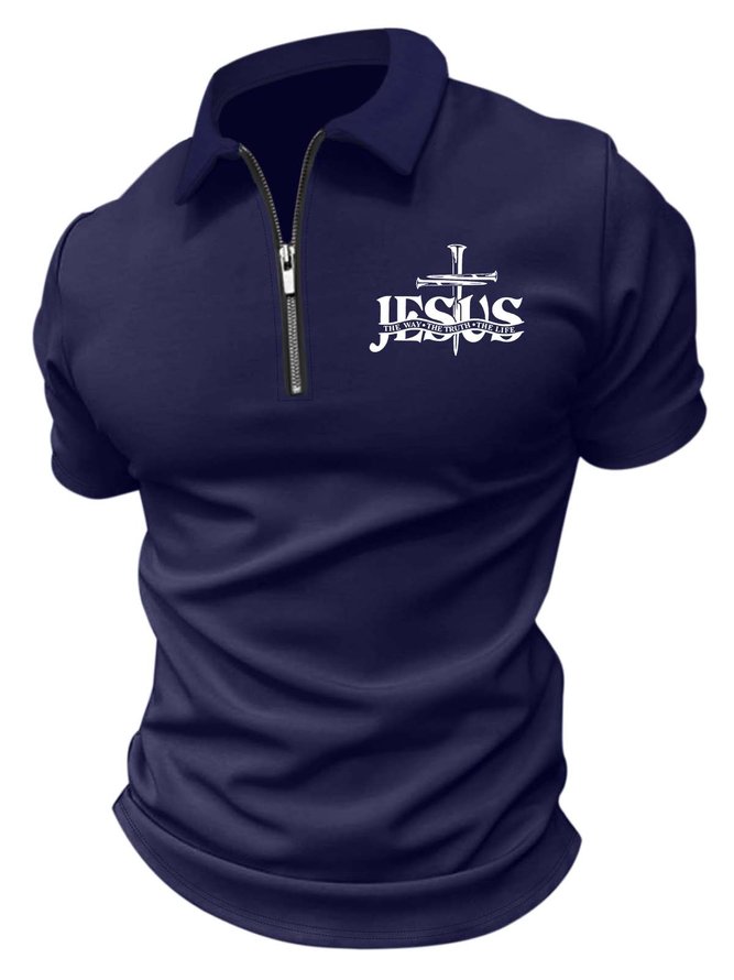 Men’s Jesus The Way The Truth The Life Polo Collar Casual Polo Shirt