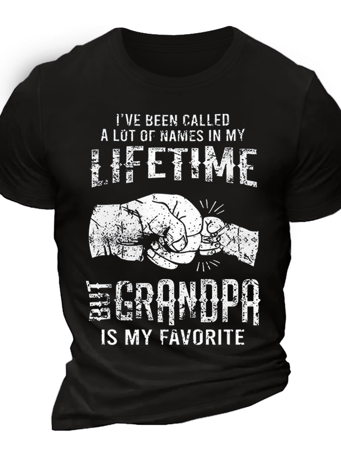 Men's Word I've Been Called A Lot Of Names In My Life Time But Grandpa Is My Favorite Crew Neck T-Shirt