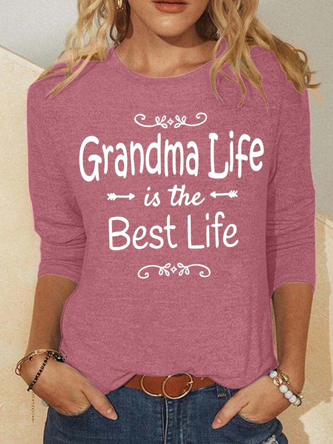 Women’s Grandma Life Is The Best Life Loose Casual Polyester Cotton Top