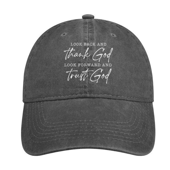 Look Back & Thank God  Adjustable Denim Hat