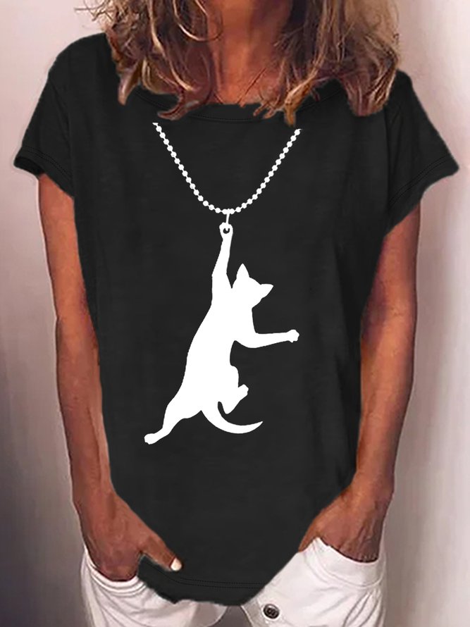 Women's Funny naughty cat Casual T-Shirt