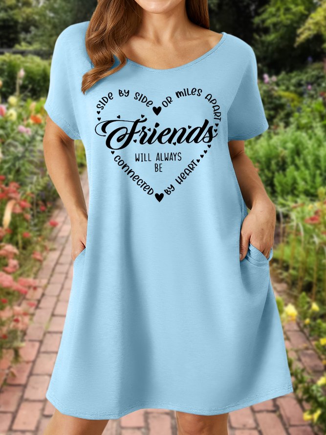 Side By Side Or Miles Apart Friends Will Be Always Be Connected By Heart Women's V Neck Dress