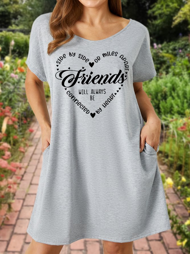 Side By Side Or Miles Apart Friends Will Be Always Be Connected By Heart Women's V Neck Dress