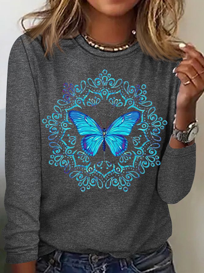 Women's Butterfly Resurrection Casual Crew Neck Shirt