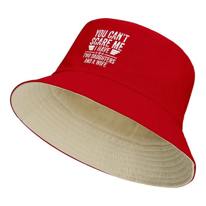 Men’s You Can’t Scare Me I Have Two Daughters And A Wife Text Letters Print Bucket Hat Outdoor UV Protection