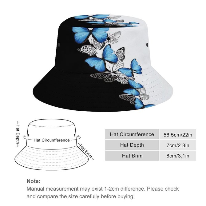 Butterfly Print Bucket Hat Outdoor UV Protection