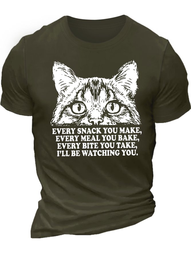 Men's Every Snack You Make Every Meal You Bake Every Bite You Take I'll Be Watching You Funny Graphic Printing Crew Neck Casual Text Letters Cotton T-Shirt