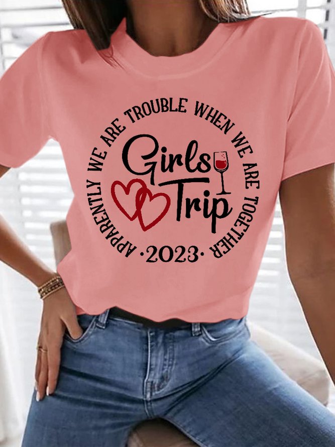 Women's Girls Trip Crew Neck Casual Cotton T-Shirt