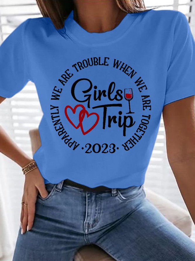 Women's Girls Trip Crew Neck Casual Cotton T-Shirt