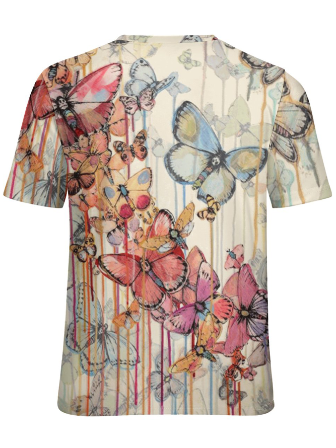 Women’s Butterfly Painting Casual Crew Neck T-Shirt