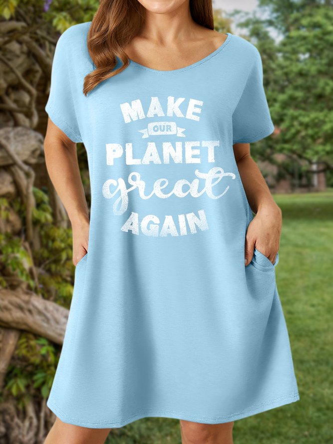 Lilicloth X Cadzart Make Our Planet Great Again Women's V Neck Casual Dress