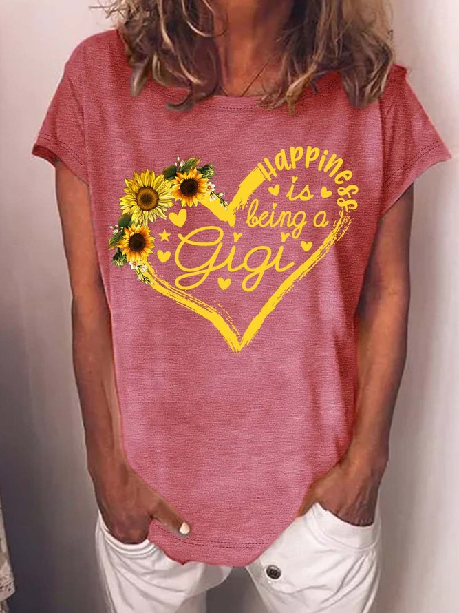 Women’s Happiness Is Being A Gigi Casual Crew Neck T-Shirt
