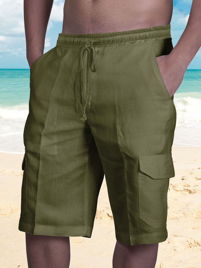 Multi-Pocket Tie Cargo Shorts Pants