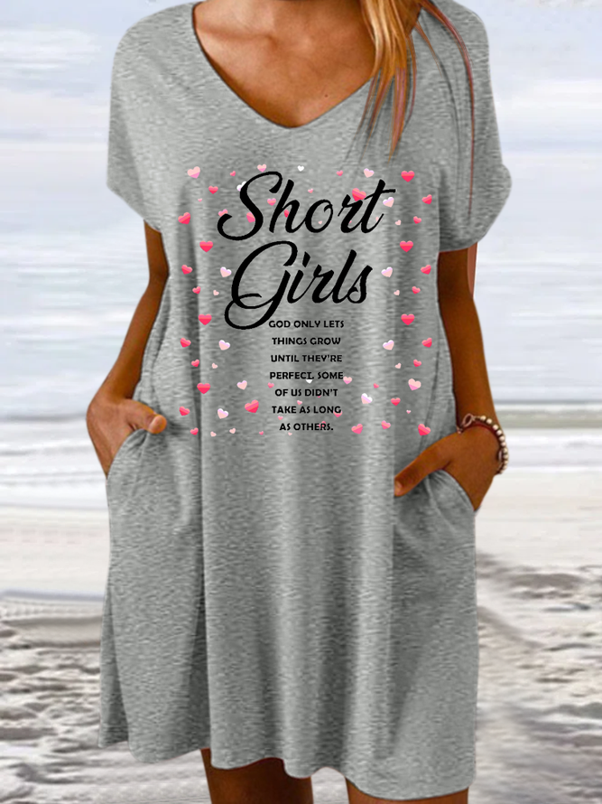 Women’s Short Girls T-Shirt, God Only Lets Things Grow V Neck Casual Loose Text Letters Dress