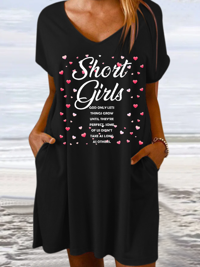 Women’s Short Girls T-Shirt, God Only Lets Things Grow V Neck Casual Loose Text Letters Dress