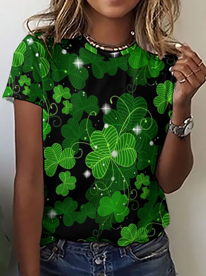 Women's St. Patrick's Day Casual Regular Fit Crew Neck T-Shirt