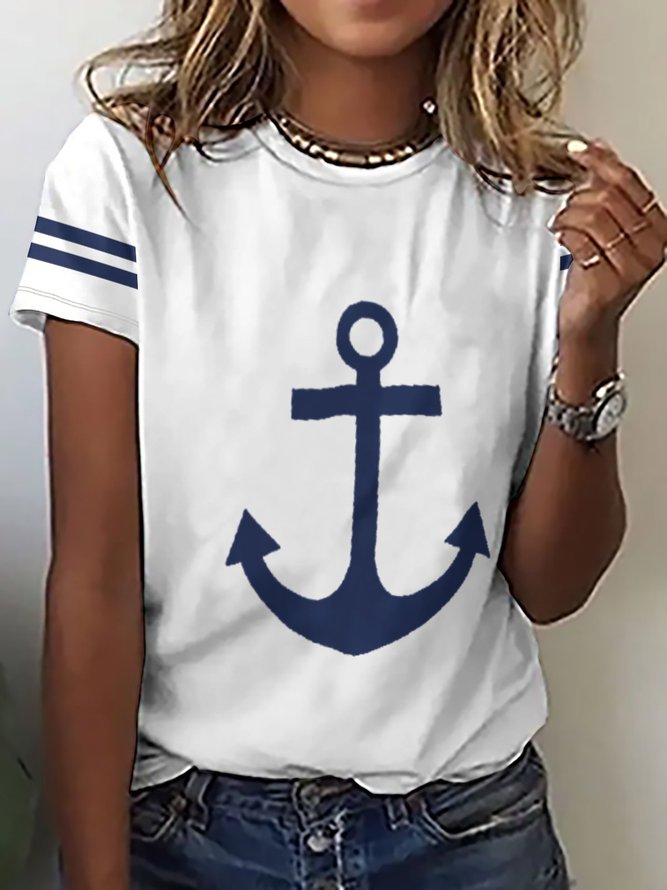 Women's Sea Simple Abstract Graphic Loose T-Shirt