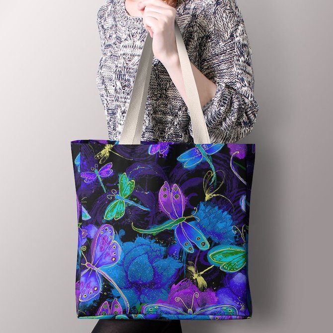 Dragonfly Graphic Shopping Tote