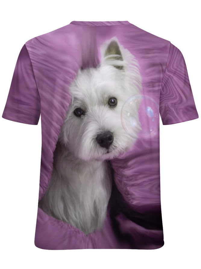 Women's Funny Dog Simple Crew Neck T-Shirt