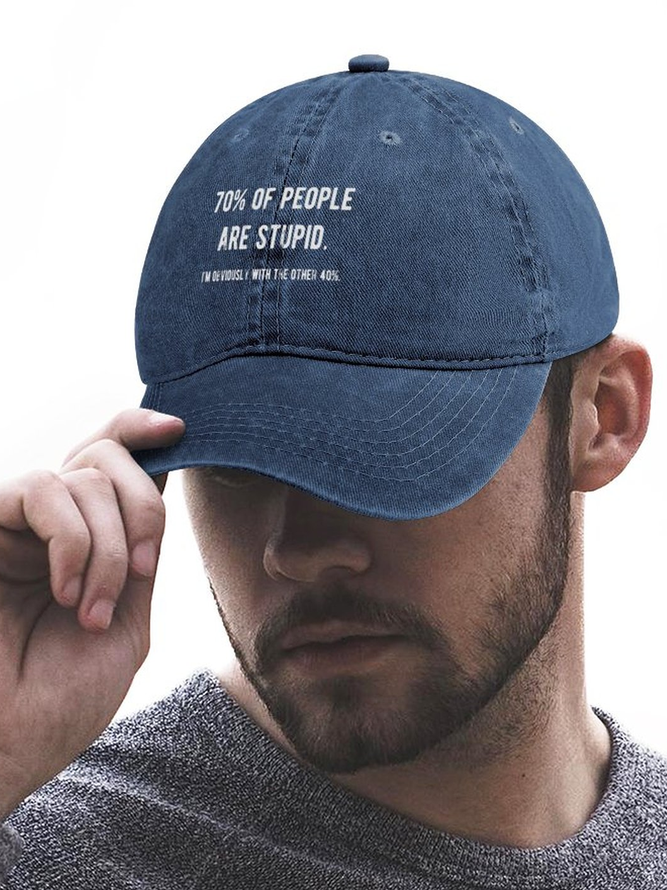 Men's Funny 70% Of People Are Stupid I'm Obviously The Other 40% Adjustable Denim Hat