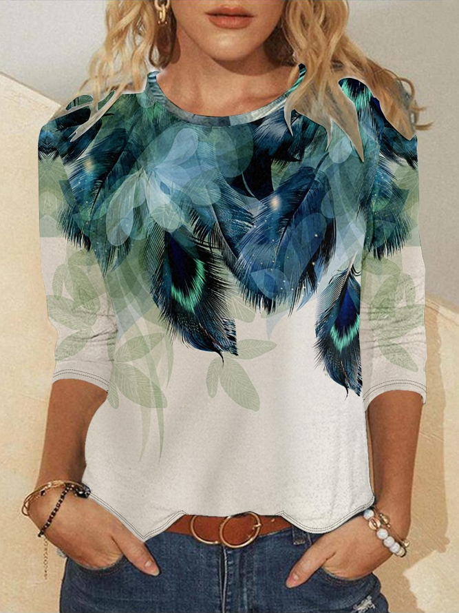 Women's Peacock Feathers Print Women's Long Sleeve Top