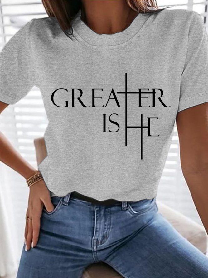 Women's Greater Is He Cross T-Shirt