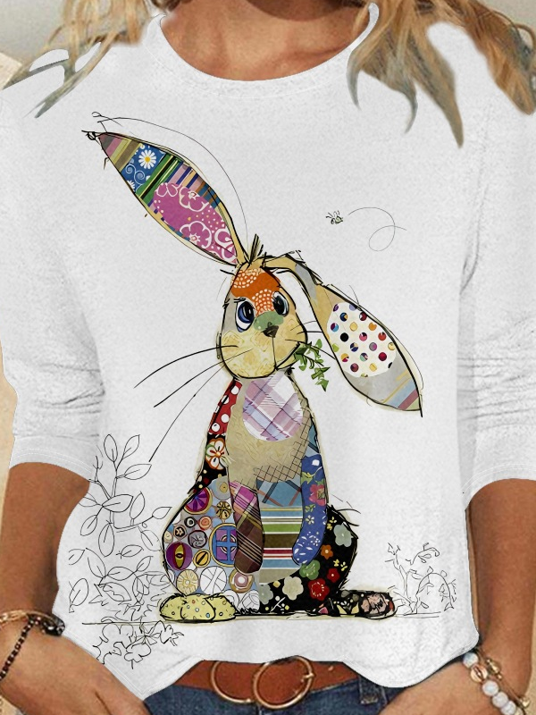 Women's Funny Rabbit Simple Long sleeve Shirt