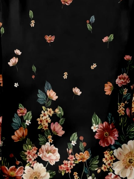 Women's Art Print Regular Fit Crew Neck Casual Floral Shirt