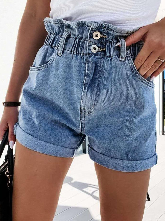 Buttoned Casual Denim Shorts