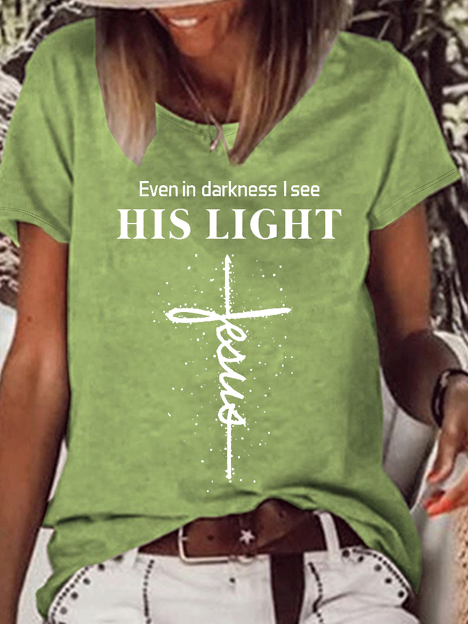 Women‘s Jesus Word Cotton Casual T-Shirt