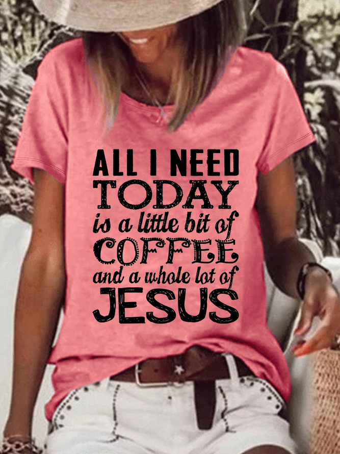 Women's Jesus Word Casual Text Letters T-Shirt