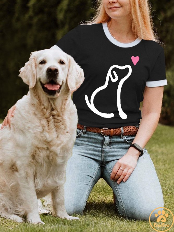 Lilicloth X Funnpaw Women's Casual And Simple Dog Print T-Shirt