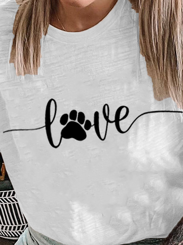 Lilicloth X Funnpaw Women's Dog Love, Dog Love Saying With Dog Paw, Dog Lover Casual T-Shirt