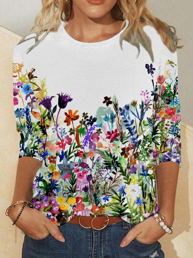 Women's Flower Print Casual Shirt