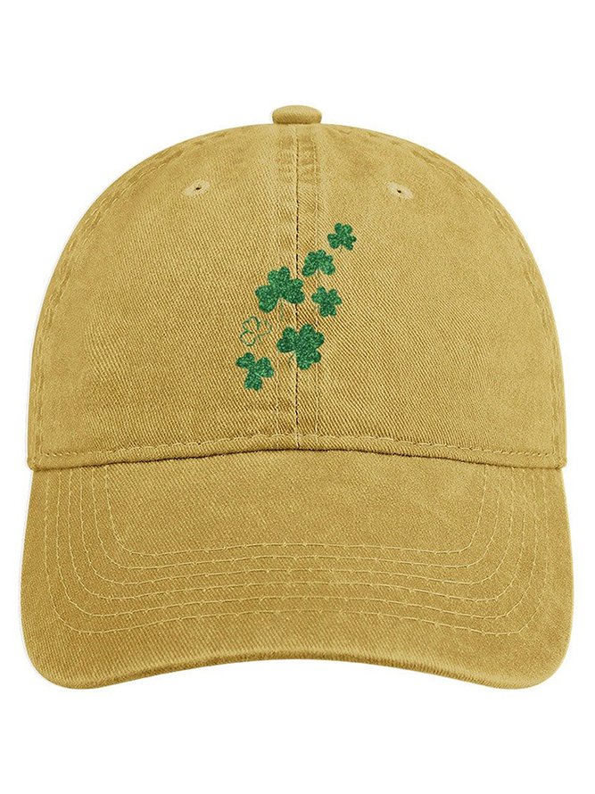 Happy St. Patrick's Day Shamrock Adjustable Denim Hat