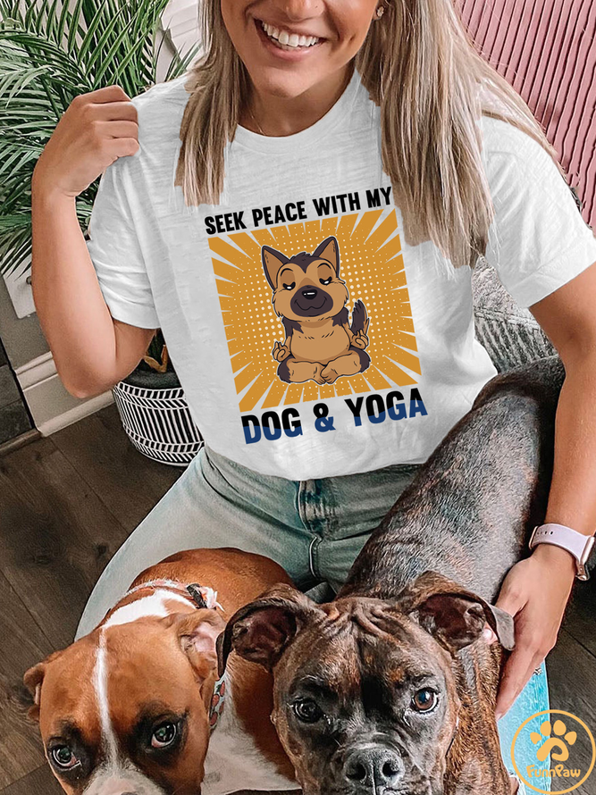 Lilicloth X Funnpaw X Jessanjony Seek Peace With My Dog And Yoga Women's T-Shirt