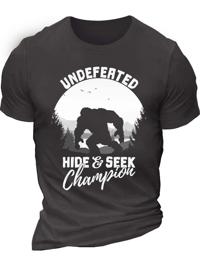 Men’s Undefeated Hide & Seek Champion Casual Cotton Crew Neck Text Letters T-Shirt